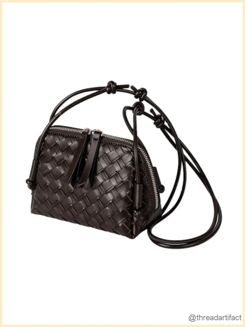 PU Leather Handwoven Crossbody Bag Mini Satchel with Adjustable Strap
